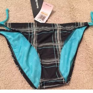 Hurley Side Tie Plaid Bikini Bottom Size Small NWT